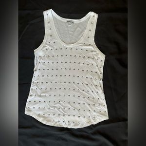 White tank top with silver metal dot accents. Size small EXPRESS